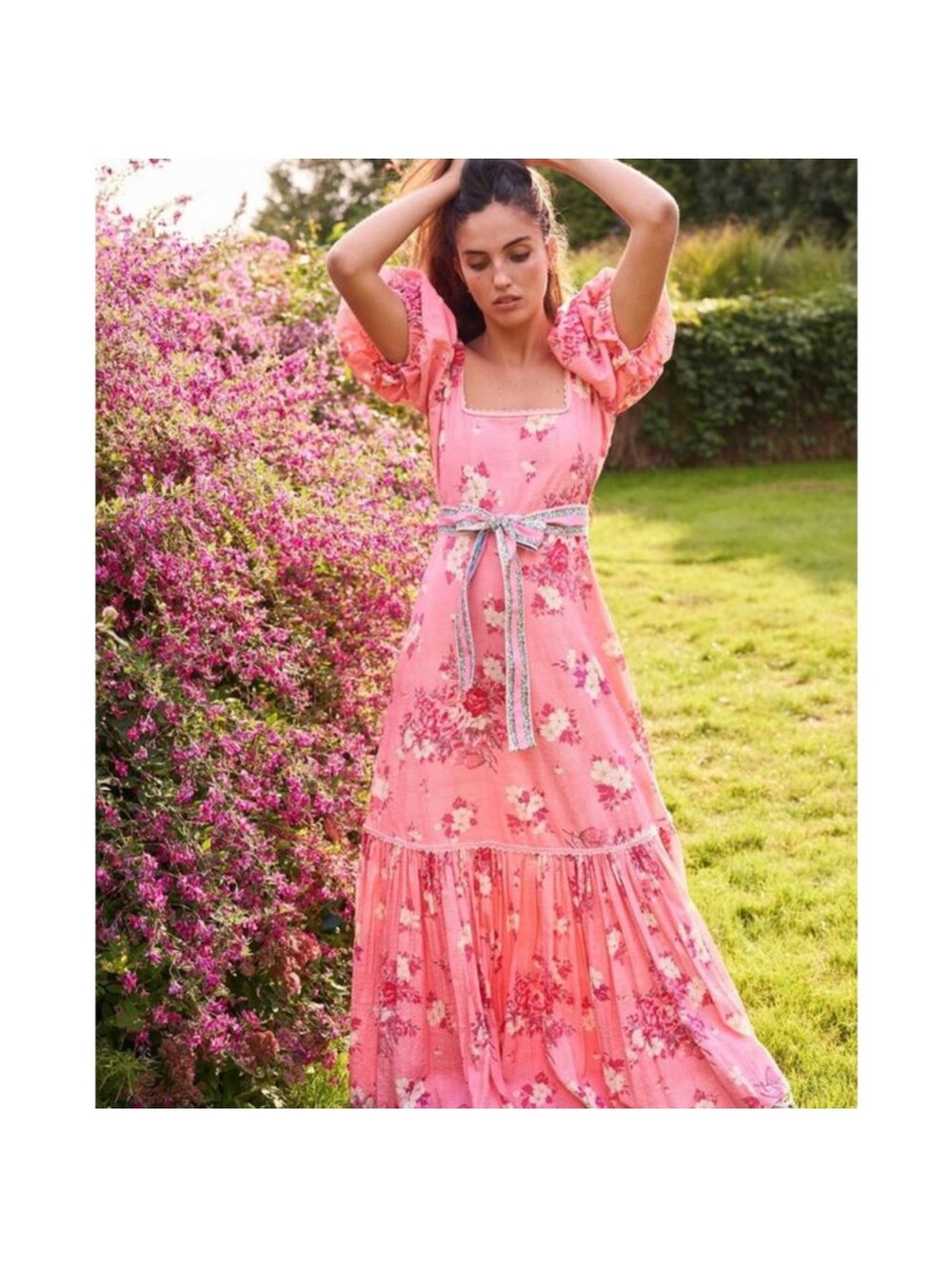 LoveShackFancy Salma Women's Pink and White Maxi Dress